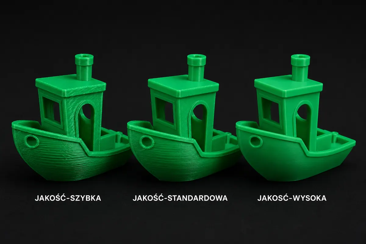 Porównanie jakości druku 3D: szybka, standardowa i wysoka